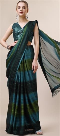 Festive, Party Wear Blue color Saree in Chiffon fabric with Classic Printed work : 1894080