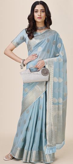 Festive, Party Wear Blue color Saree in Shimmer fabric with Classic Weaving work : 1894093