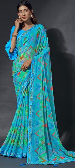 Casual, Party Wear Multicolor color Saree in Chiffon fabric with Classic Lace, Printed work : 1894588