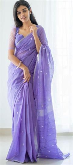 Party Wear, Traditional Purple and Violet color Saree in Art Silk, Silk fabric with South Weaving work : 1894623