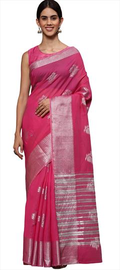 Traditional Pink and Majenta color Saree in Tissue fabric with South Weaving work : 1895927