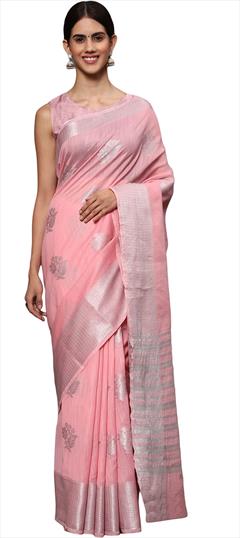 Traditional Pink and Majenta color Saree in Tissue fabric with South Weaving work : 1895928