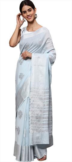 Traditional Blue color Saree in Tissue fabric with South Weaving work : 1895930