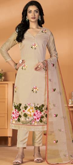 Party Wear Pink and Majenta color Salwar Kameez in Art Silk fabric with Straight Embroidered, Resham, Thread work : 1897624