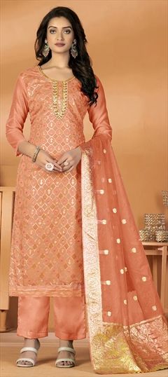 Festive, Party Wear Pink and Majenta color Salwar Kameez in Art Silk fabric with Palazzo, Straight Embroidered, Printed, Thread work : 1898241
