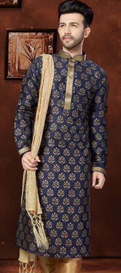 Party Wear Blue color Kurta in Art Silk fabric with Embroidered, Thread work : 1899030