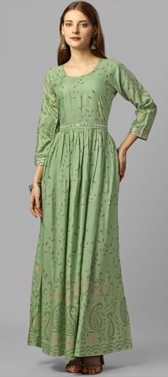 Casual Green color Kurti in Rayon fabric with Straight Printed work : 1899711