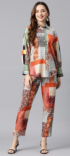 Casual, Summer Multicolor color Co-ords Set in Cotton fabric with Printed work : 1899862