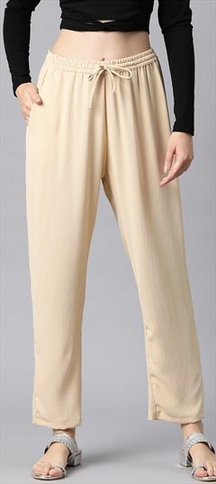 Summer Beige and Brown color Jeggings in Georgette fabric with Thread work : 1900004