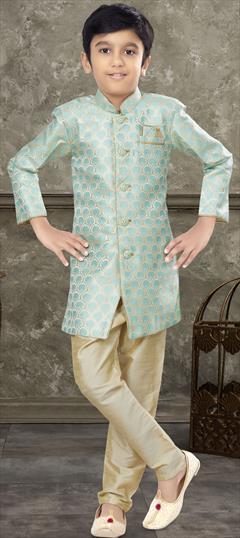 Party Wear Blue color Boys Indo-Western in Jacquard fabric with Thread work : 1900637