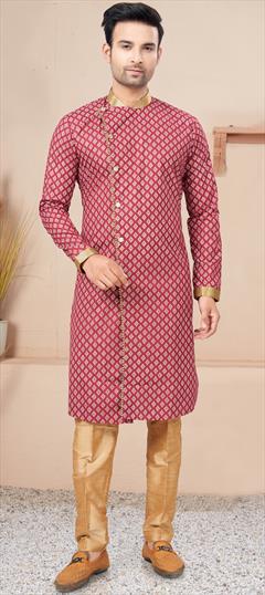 Party Wear Red and Maroon color IndoWestern Dress in Cotton fabric with Printed work : 1900710