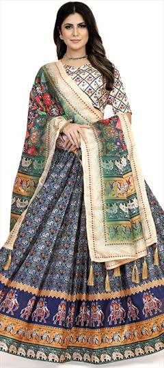 Festive, Navratri, Reception Multicolor color Lehenga in Art Silk fabric with Flared Digital Print work : 1902237