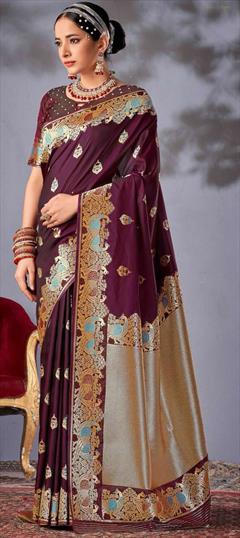 Engagement, Traditional, Wedding Red and Maroon color Saree in Silk fabric with South Weaving, Zari work : 1902337