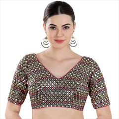 Party Wear Black and Grey color Blouse in Georgette fabric with Sequence work : 1902970