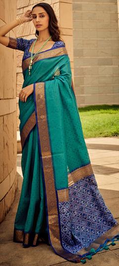 Traditional Green color Saree in Art Silk, Silk fabric with South Weaving work : 1903137