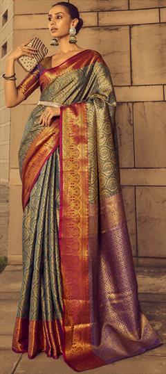 Traditional, Wedding Multicolor color Saree in Banarasi Silk, Silk fabric with South Weaving, Zari work : 1903143