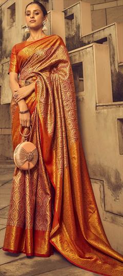 Traditional, Wedding Multicolor color Saree in Banarasi Silk, Silk fabric with South Weaving, Zari work : 1903144