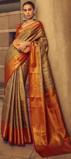 Traditional, Wedding Multicolor color Saree in Banarasi Silk, Silk fabric with South Weaving, Zari work : 1903146