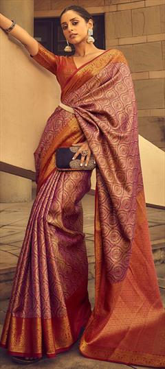 Traditional, Wedding Multicolor color Saree in Banarasi Silk, Silk fabric with South Weaving, Zari work : 1903148