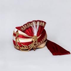 Wedding Red and Maroon, White and Off White color Turban in Velvet fabric with Valvet work : 1903205