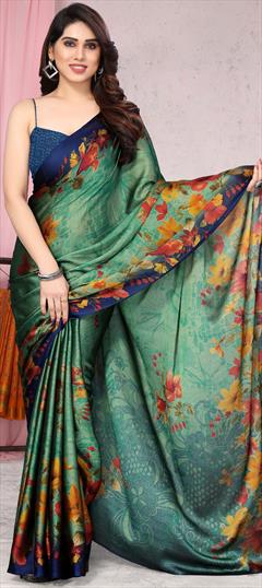 Casual, Party Wear Blue color Saree in Chiffon fabric with Classic Floral, Printed work : 1903297