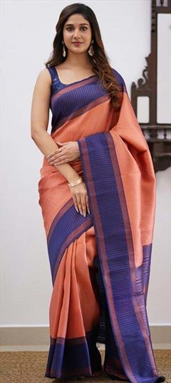 Party Wear, Traditional Pink and Majenta color Saree in Art Silk, Silk fabric with South Weaving work : 1904218