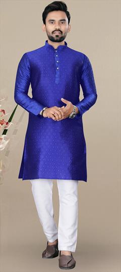 Party Wear Blue color Kurta Pyjamas in Jacquard fabric with Weaving work : 1905590