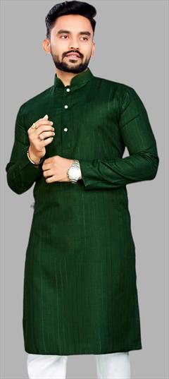Party Wear Green color Kurta in Blended Cotton fabric with Thread work : 1905612