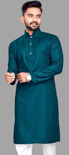 Party Wear Blue color Kurta in Blended Cotton fabric with Thread work : 1905622