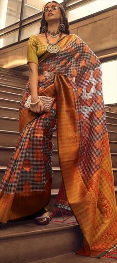 Party Wear, Traditional Multicolor color Saree in Handloom fabric with Bengali Weaving work : 1906339