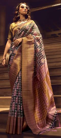 Party Wear, Traditional Multicolor color Saree in Handloom fabric with Bengali Weaving work : 1906348