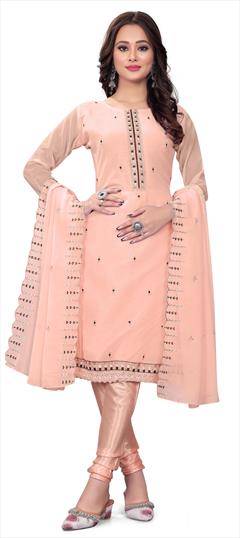 Festive, Party Wear Pink and Majenta color Salwar Kameez in Georgette fabric with Churidar, Straight Embroidered, Sequence, Thread, Zari work : 1907892
