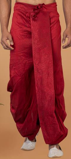 Festive Red and Maroon color Dhoti in Dupion Silk fabric with Thread work : 1908024