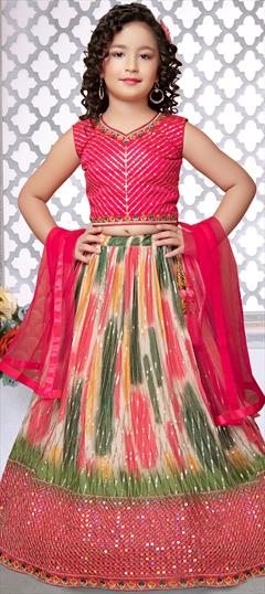 Festive, Reception, Wedding Multicolor color Kids Lehenga in Chiffon fabric with Embroidered, Sequence, Thread work : 1908773