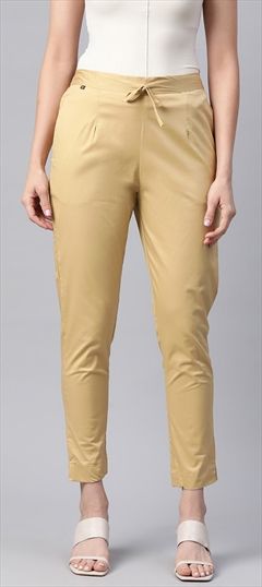 Casual, Party Wear, Summer Beige and Brown color Jeggings in Lycra fabric with Thread work : 1908998