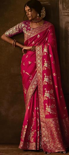 Festive, Reception, Wedding Pink and Majenta color Saree in Dolla Silk, Silk fabric with South Printed, Weaving, Zari work : 1909237