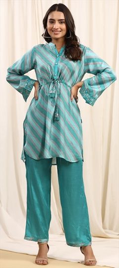 Casual Green color Salwar Kameez in Muslin fabric with Straight Printed work : 1909325