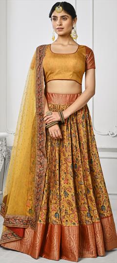 Engagement, Festive, Reception, Wedding Red and Maroon color Lehenga in Silk fabric with Flared Digital Print work : 1910257