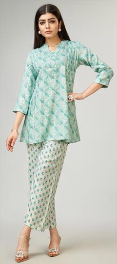 Casual, Summer Blue color Salwar Kameez in Blended Cotton fabric with Printed work : 1910942