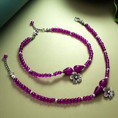 Purple and Violet color Anklet in Metal Alloy studded with Artificial, Beads & Silver Rodium Polish : 1911023
