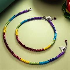Multicolor color Anklet in Metal Alloy studded with Artificial, Beads & Silver Rodium Polish : 1911028