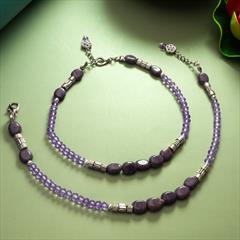 Purple and Violet color Anklet in Metal Alloy studded with Artificial, Beads & Silver Rodium Polish : 1911037