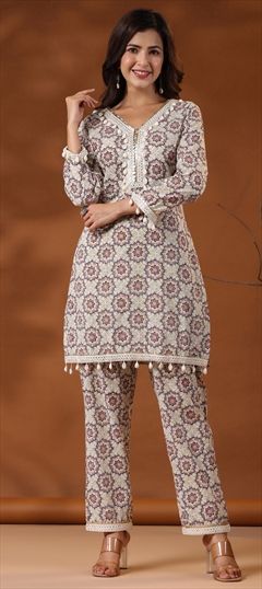 Casual, Summer Multicolor color Co-ords Set in Cotton fabric with Printed, Resham, Thread work : 1912659