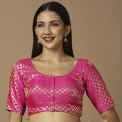 Casual Gold, Pink and Majenta color Blouse in Brocade fabric with Weaving work : 1912705
