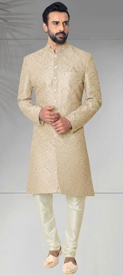 Wedding Pink and Majenta color Sherwani in Silk fabric with Embroidered, Thread work : 1913195