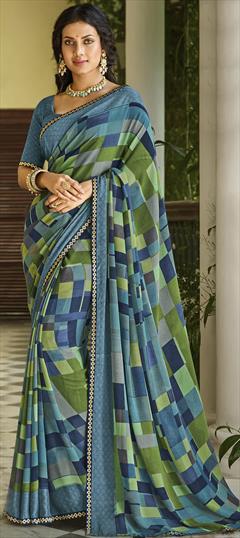 Festive, Party Wear, Reception Multicolor color Saree in Georgette fabric with Classic Printed work : 1913314
