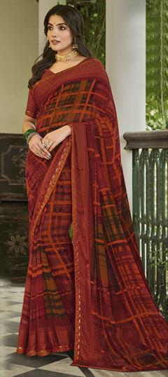 Reception, Wedding Multicolor color Saree in Georgette fabric with Classic Printed work : 1913325