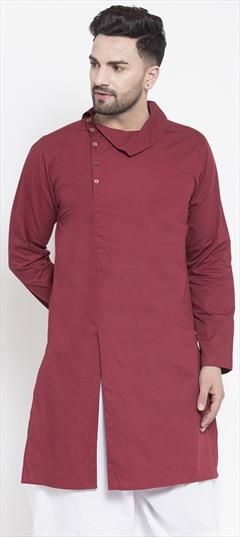 Party Wear Red and Maroon color Kurta in Blended Cotton fabric with Thread work : 1913777