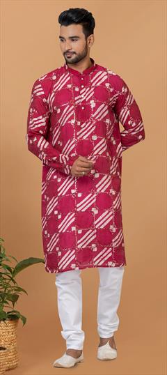 Party Wear Multicolor color Kurta Pyjamas in Chanderi Silk fabric with Embroidered, Printed work : 1913788