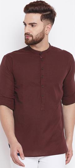 Party Wear Red and Maroon color Kurta in Blended Cotton fabric with Thread work : 1913805